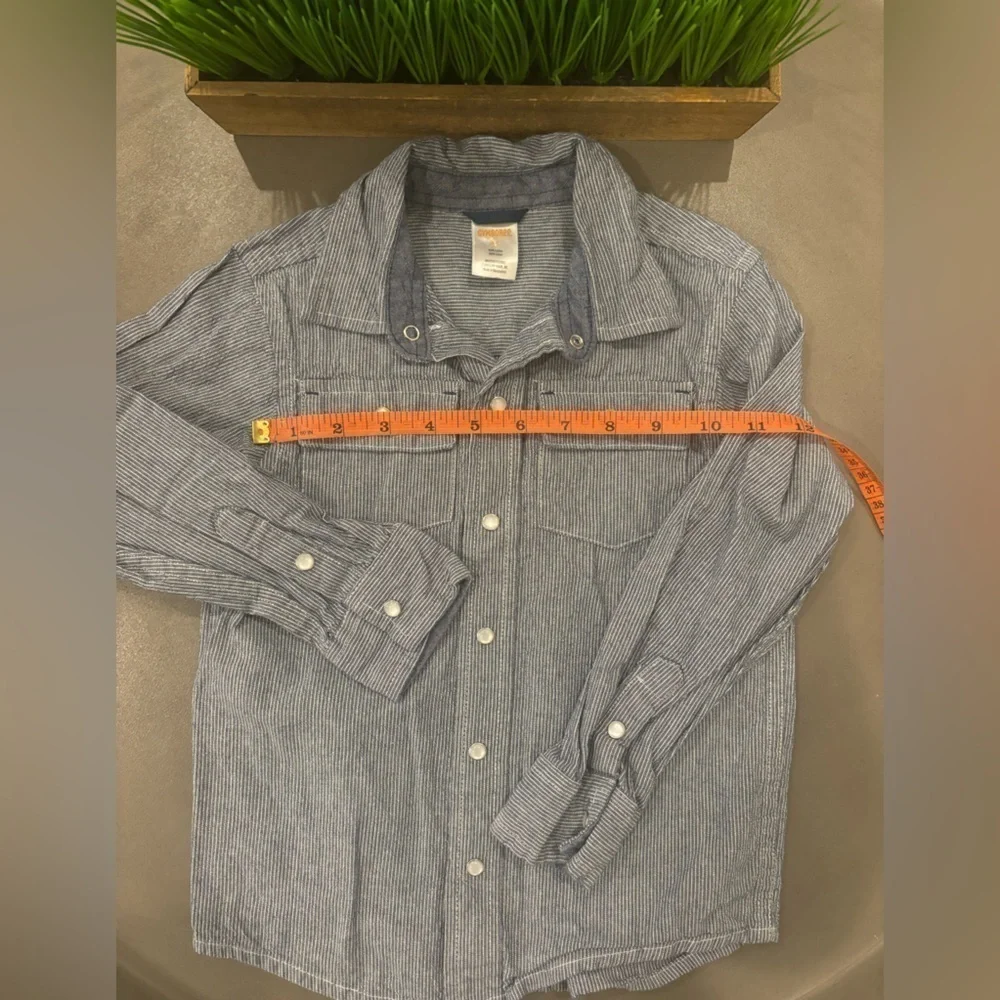 Gymboree Boys Long Sleeve Denim Blue/White Striped Button Down Size 4T